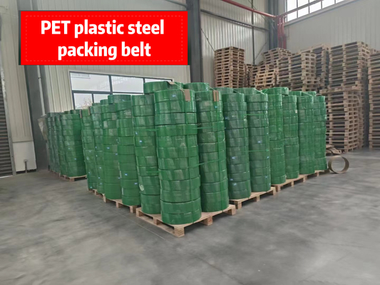 PET packing belt, polyethylene PET packing belt, high temperature resistant PET plastic steel belt, width: 9-32mm