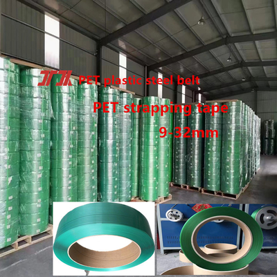 Wholesale Packaging Materials Green PET Strapping PET Plastic Steel Strapping For Aluminum Strapping