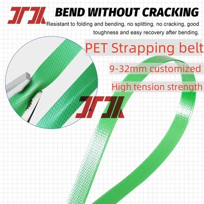 9-32mm Pet Polyester Strapping Belt For Manual Or Automatic Packing Green Black Embossed Tolerance ±0.04mm