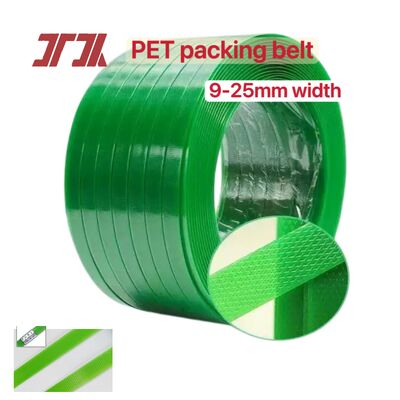 PET Plastic Steel Packaging 9-25mm Green PET strapping belt for automatic strapping