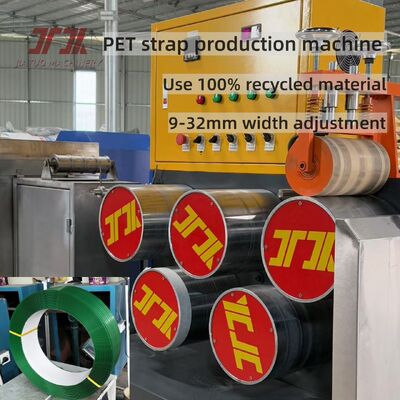 PET Strap Production Line 9-32mm PLC Control Recycled Bottle Flake Extrusion