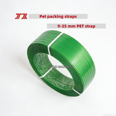 Automatic PET strapping belt green 9 to 25 mm PET packing belt with smooth and even surface