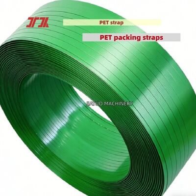Automatic PET strapping belt green 9 to 25 mm PET packing belt with 100% PET bottle flakes